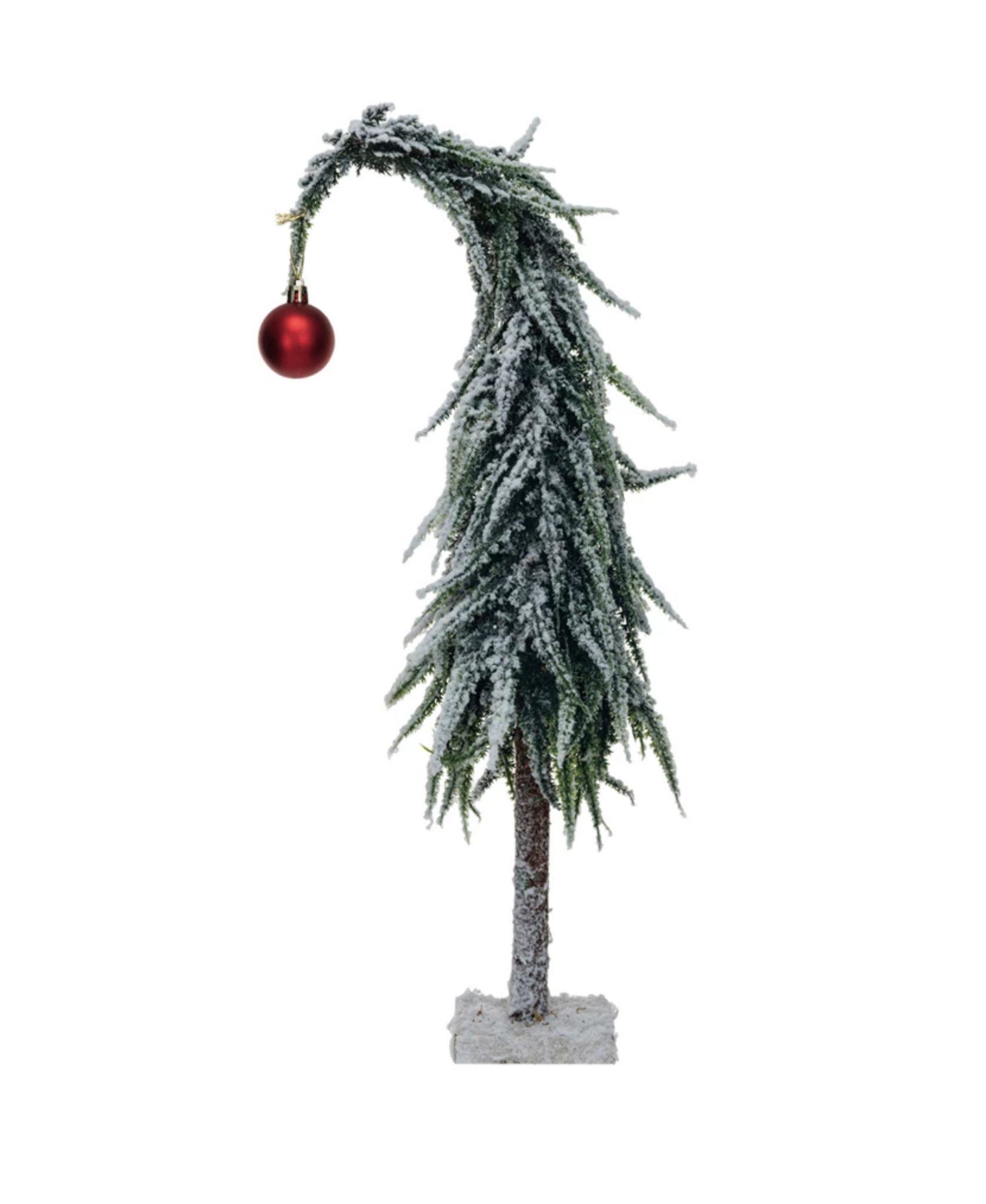 Faux Evergreen Tree With Red Ball Ornament