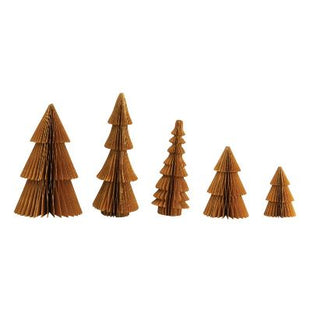 Handmade Recycled Paper Folding Honeycomb Trees with Glitter - Set of 5, 2 Colors