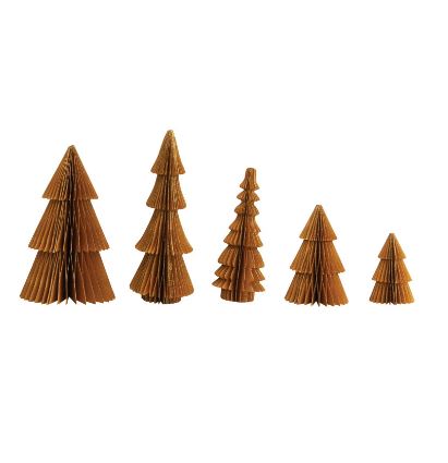 Handmade Recycled Paper Folding Honeycomb Trees with Glitter - Set of 5, 2 Colors