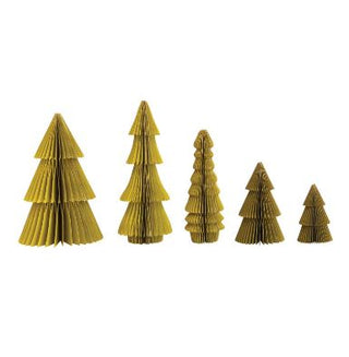 Handmade Recycled Paper Folding Honeycomb Trees with Glitter - Set of 5, 2 Colors