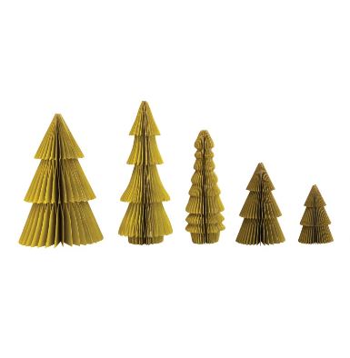 Handmade Recycled Paper Folding Honeycomb Trees with Glitter - Set of 5, 2 Colors