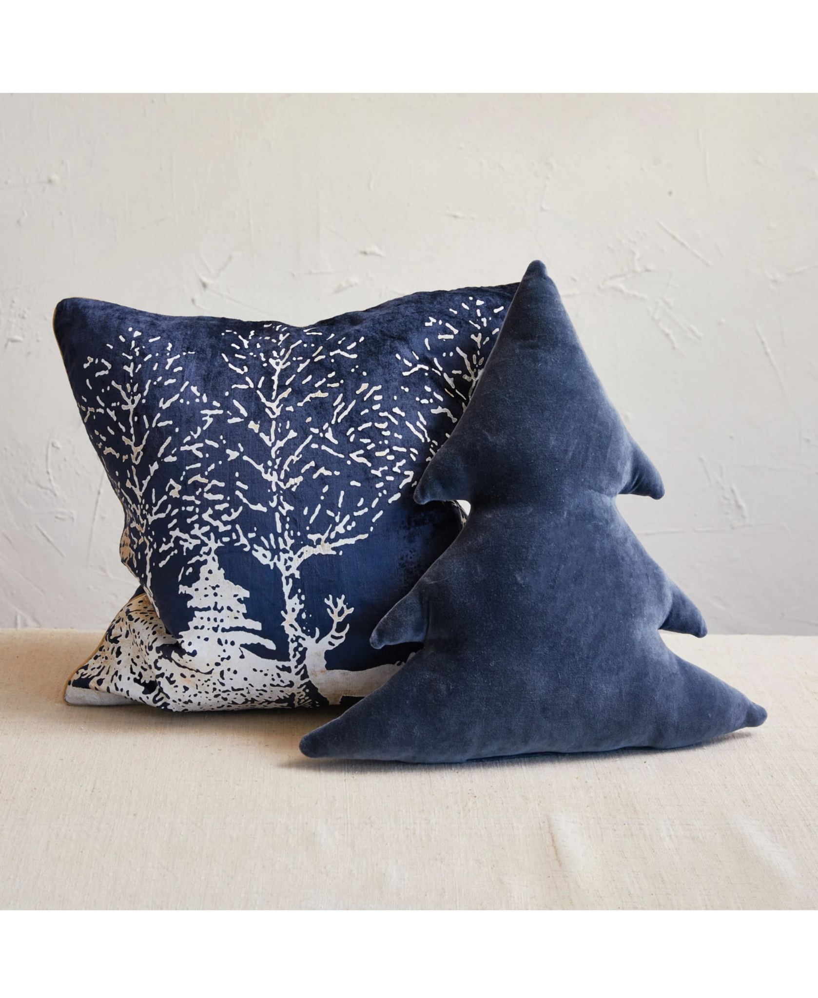 Velvet Tree Shaped Pillow - Navy 18