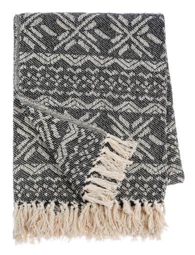 Black & Natural Snowflake Woven Throw