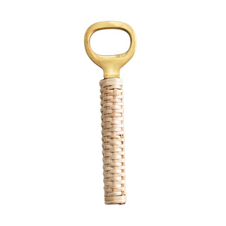 Brass Bottle Opener With Bamboo Wrapped Handle - Natural