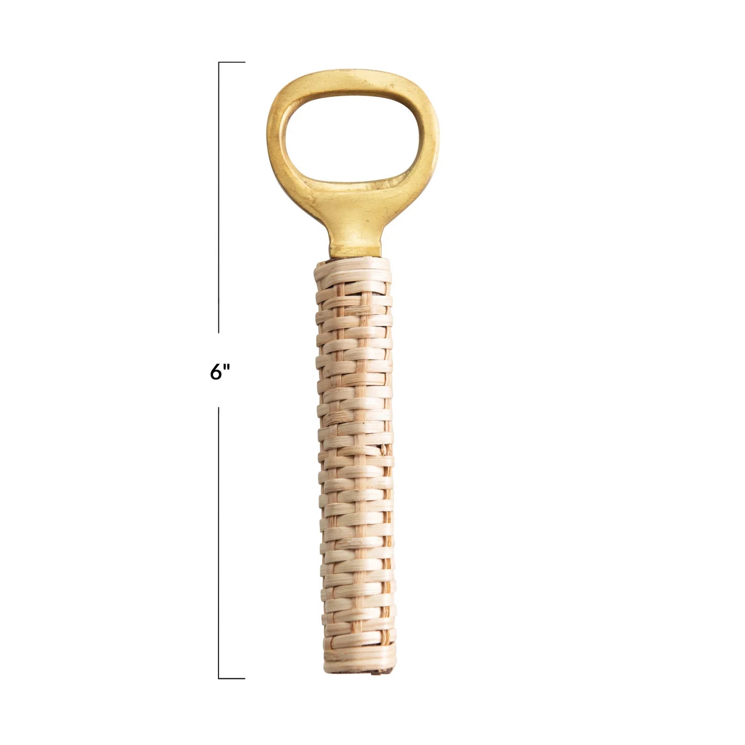 Brass Bottle Opener With Bamboo Wrapped Handle - Natural