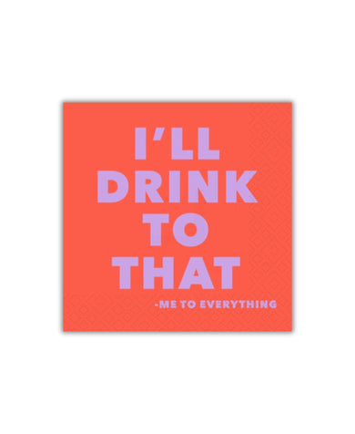 Old Country Design Drink to That Quip Cocktail Napkin