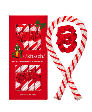 elf x Kitsch - The Satin Heatless Curling Set - Candy Cane