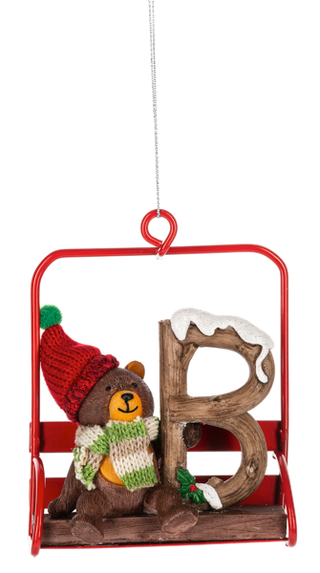Ski Lift Monogram Ornament - B