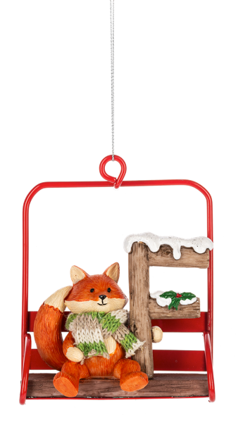 Ski Lift Monogram Ornament - F