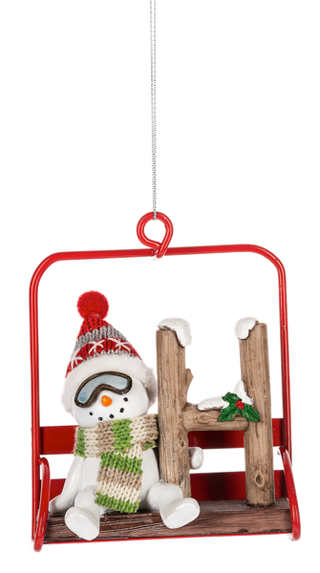 Ski Lift Monogram Ornament - H