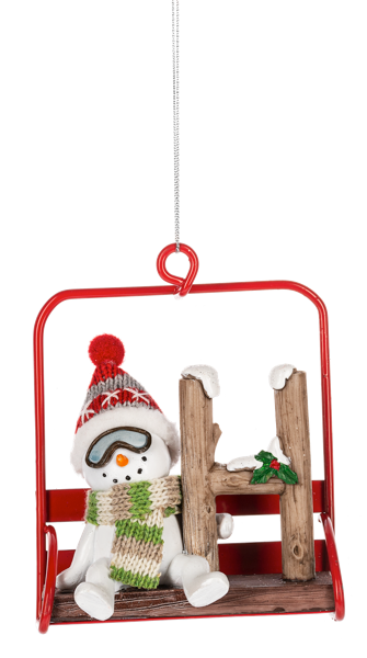 Ski Lift Monogram Ornament - H