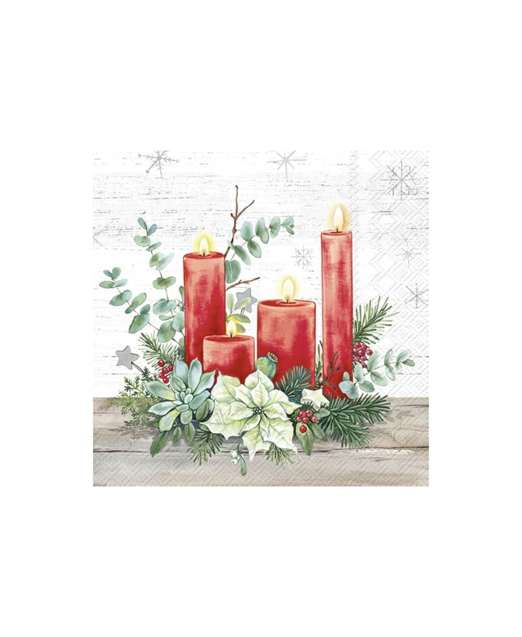 IHR Four Candles Red Cocktail Napkin