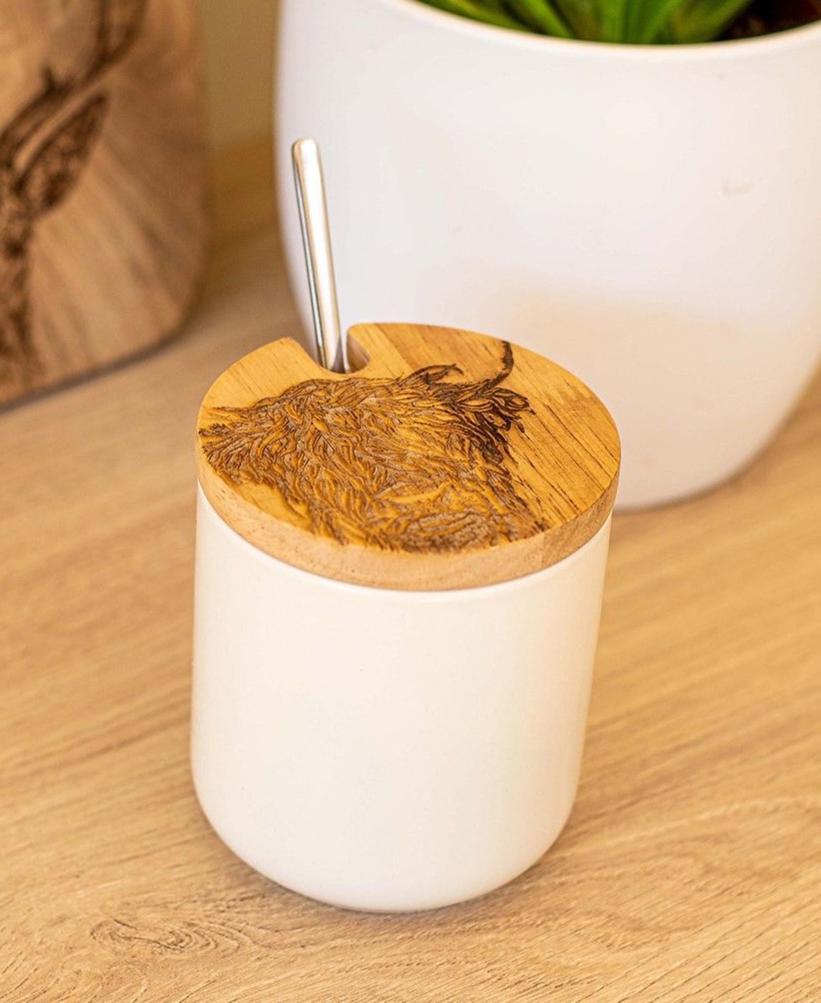 Highland Cow Jar and Spoon Set