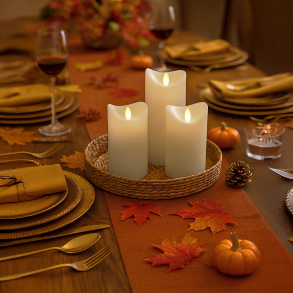 Ivory LED Wax Pillar Candle- 5