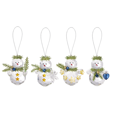 Teeny Mistletoe Snowman Ornaments - Blue