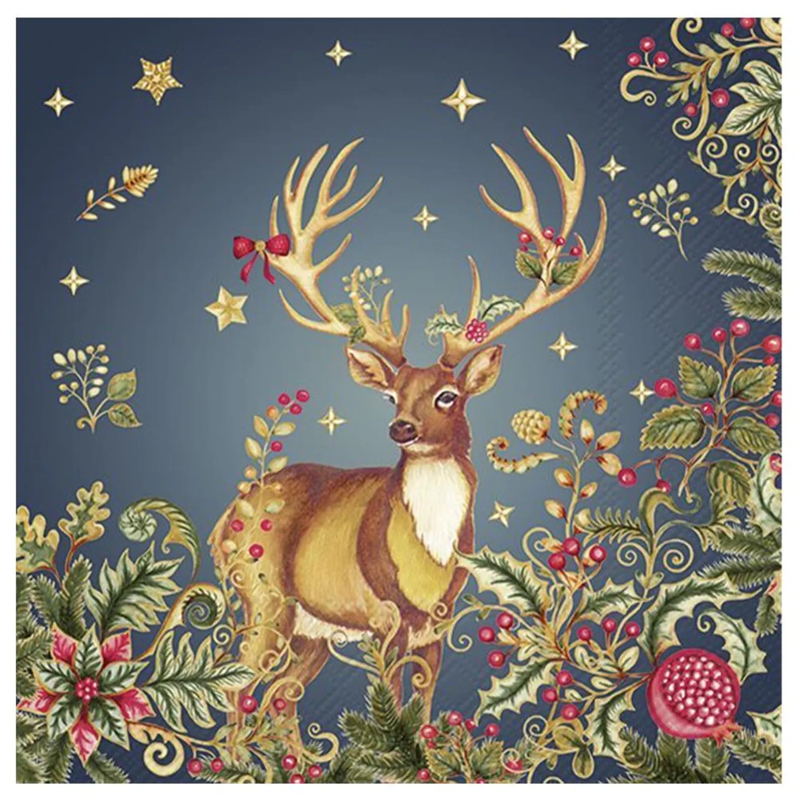 IHR Opulent Deer Blue Lunch Napkins