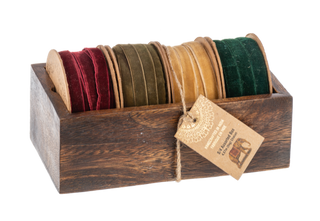 Le Grand Noel Velvet Ribbon 4 Pc. Set Wood Box