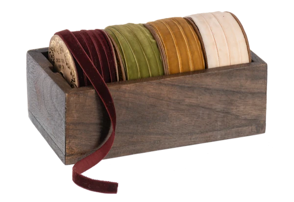 Holiday Ribbon In Wood Box Set