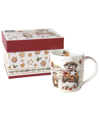 IHR Otter Family Baked Cream Porcelain Mug