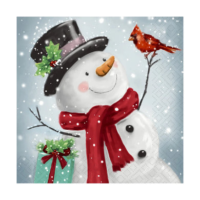 Cardinal Snowman Luncheon Napkin