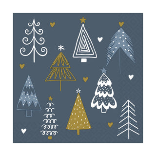 Fun Trees Blue Luncheon Napkin