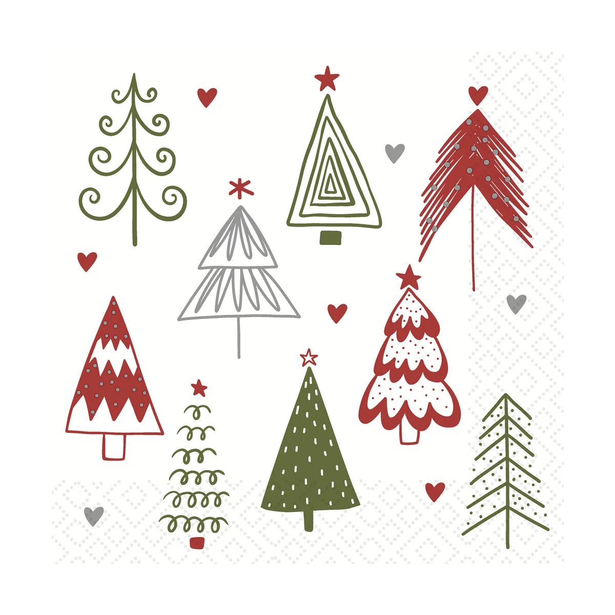 Fun Trees Red Luncheon Napkin