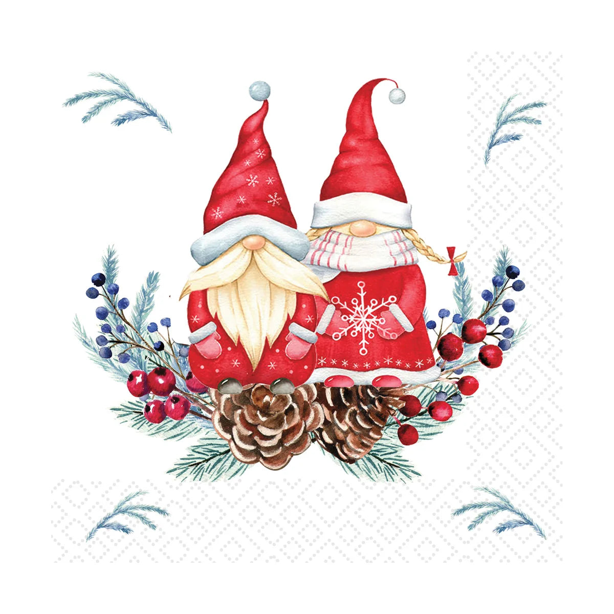 Tomte Couple Luncheon Napkin