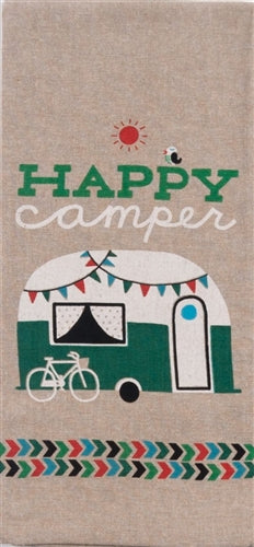 Happy Camper Chambray Tea Towel