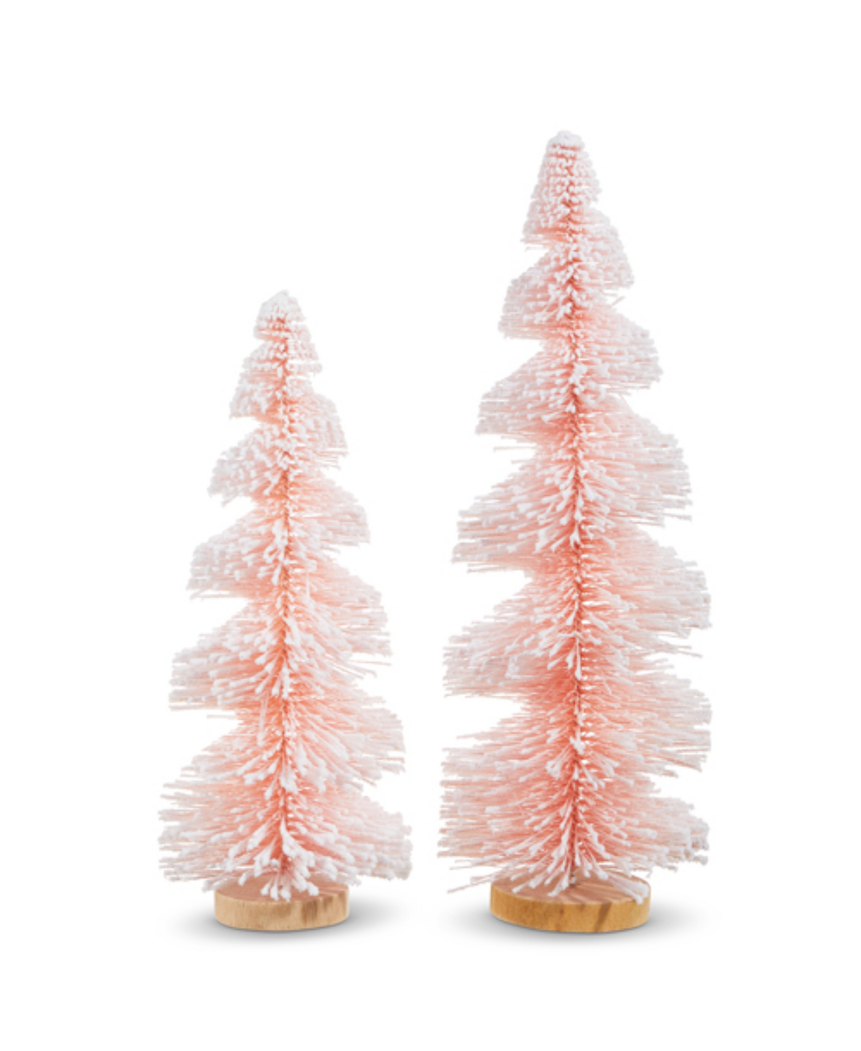 Pink Snowy Bottle Brush Christmas Trees - Set of 2