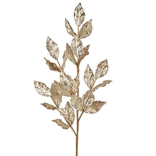 29” Champagne Glittered Leaf Spray