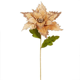 27” Champagne Gold Velvet Poinsettia Stem