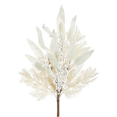 Cream Cedar and Laurel Leaf with Berries Pick