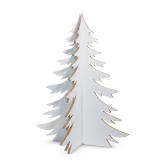 36” White Metallic 3D Tree Small With Gold Glitter