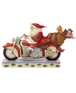 Jim Shore: Cruisin' Towards Christmas Santa Riding Motorcycle