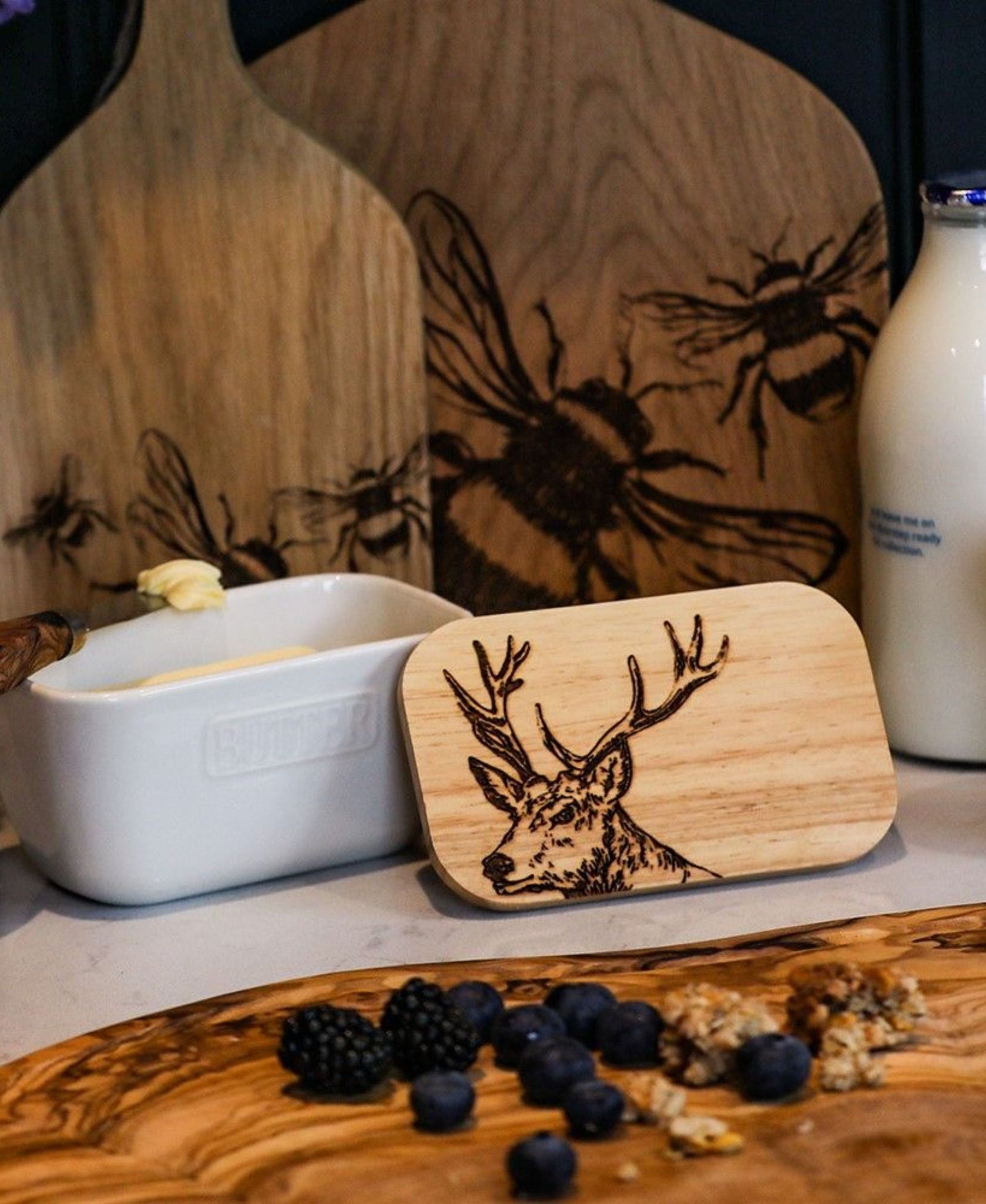 Stag White Butter Dish
