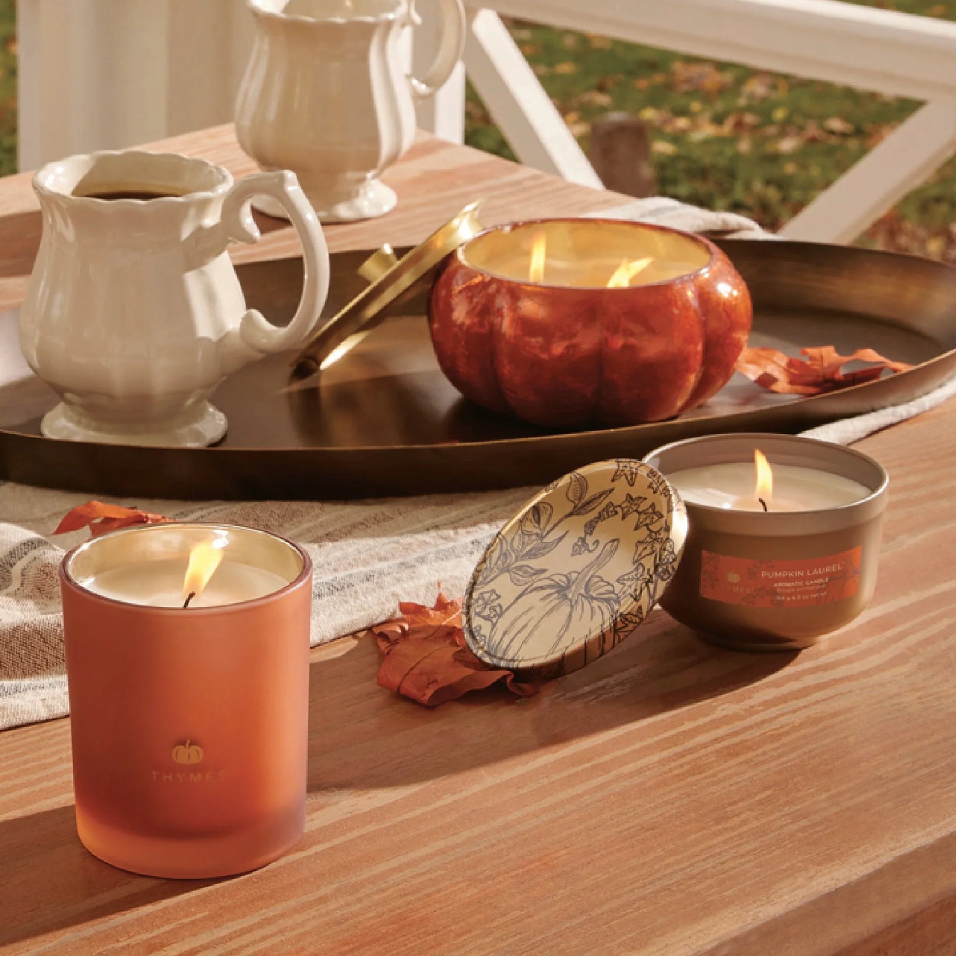 Thymes Pumpkin Laurel Tin Candle