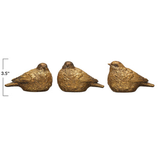 Resin Distressed Gold Bird Figurine