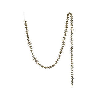 Faux Boxwood Garland with Glitter, Gold Finish