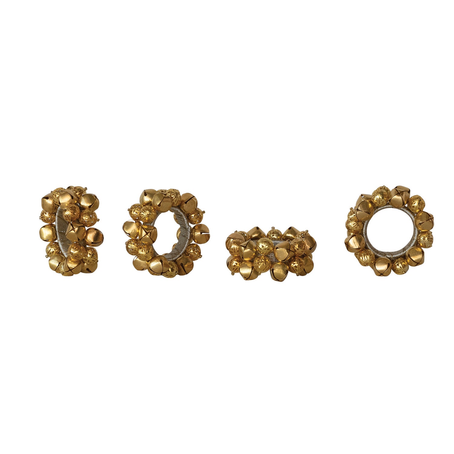 Handmade Metal Jingle Bell Napkin Rings Gold
