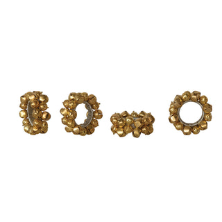 Handmade Metal Jingle Bell Napkin Rings Gold