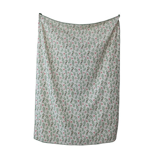 Cotton Table Cloth With Mistletoe Pattern Mini Pom Pom Trim