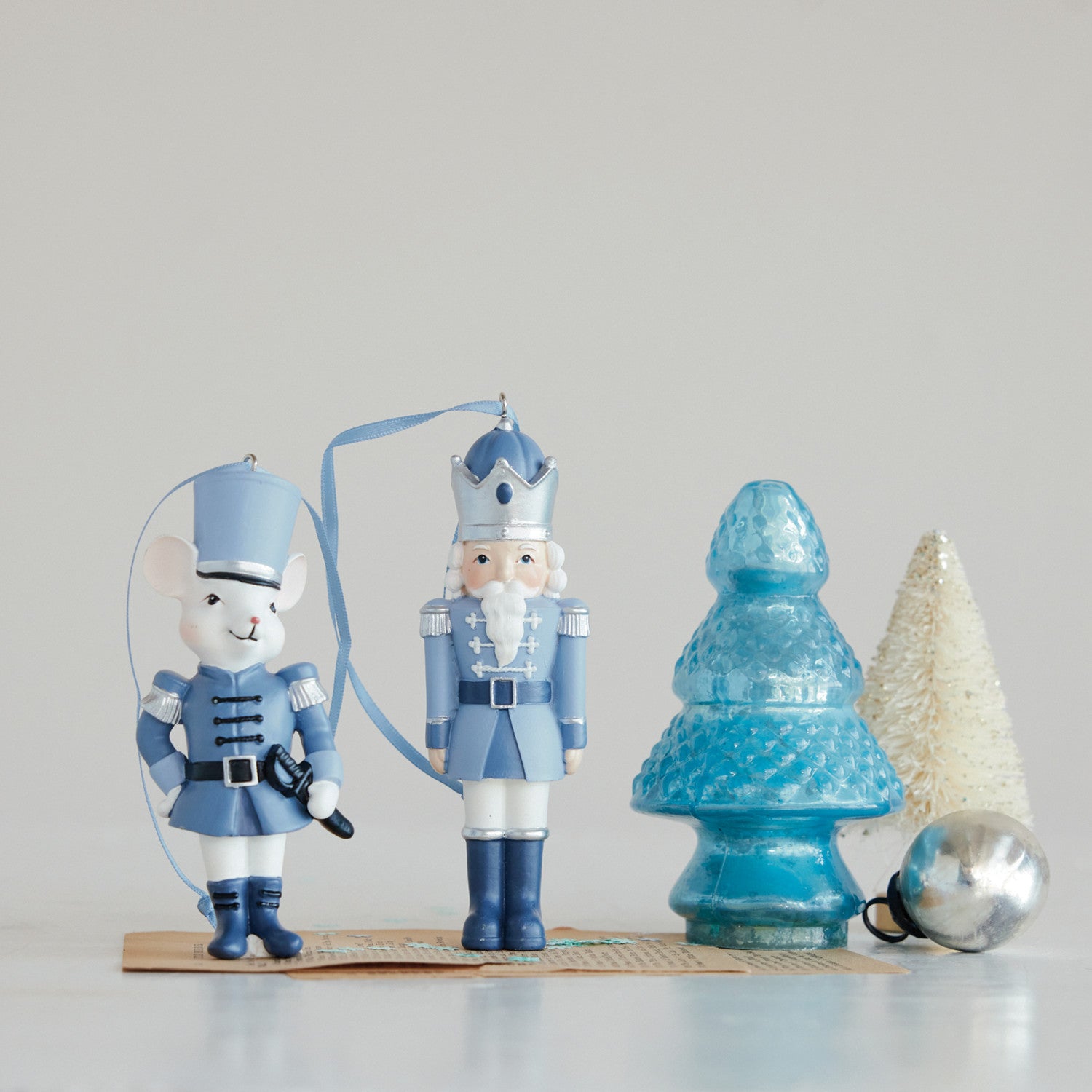 Nutcracker/Mouse Ornament Blue & White