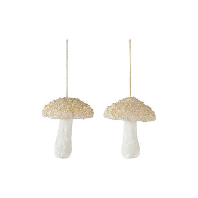 Mushroom Ornament With Beads & Glitter