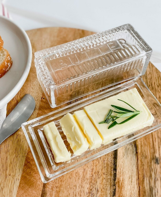 Mid-Century Modern Glass Butter Dish