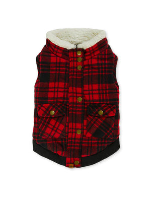 Cranberry Red Plaid Dog Jacket Vest