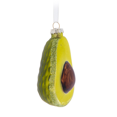 Half Avocado Glass Christmas Ornament