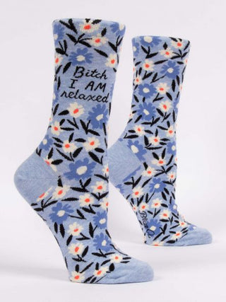 Blue Q Women's Bitch I Am Relaxed Crew Socks