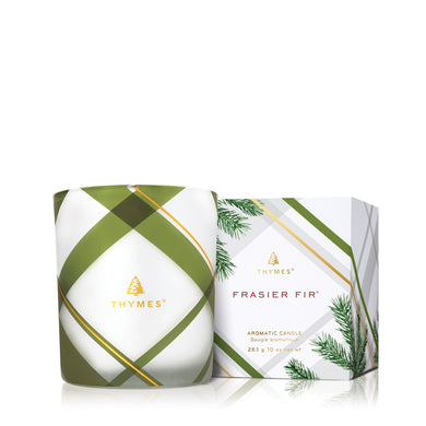 Thymes Frasier Fir Frosted Plaid Medium Poured Candle - 10 oz