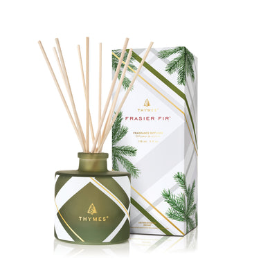 Thymes Frasier Fir Frosted Plaid Petite Reed Diffuser