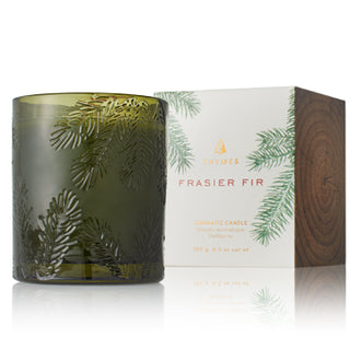 Thymes Frasier Fir Green Glass Poured Candle 6.5 oz